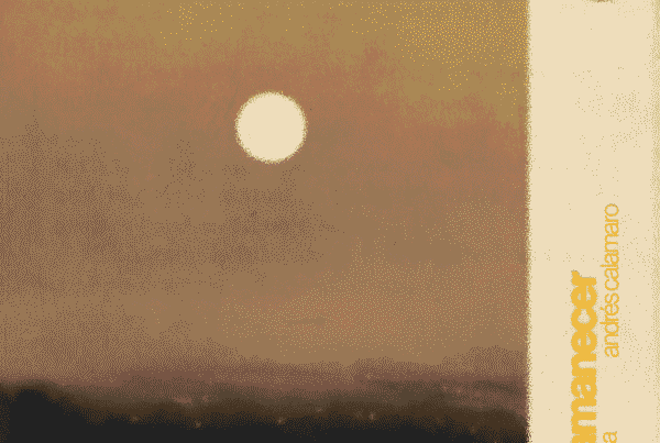 Album cover for 'Otro Amanecer' by Delaossa and Andrés Calamaro, featuring a minimalist sun over a hazy golden sky with muted textures.